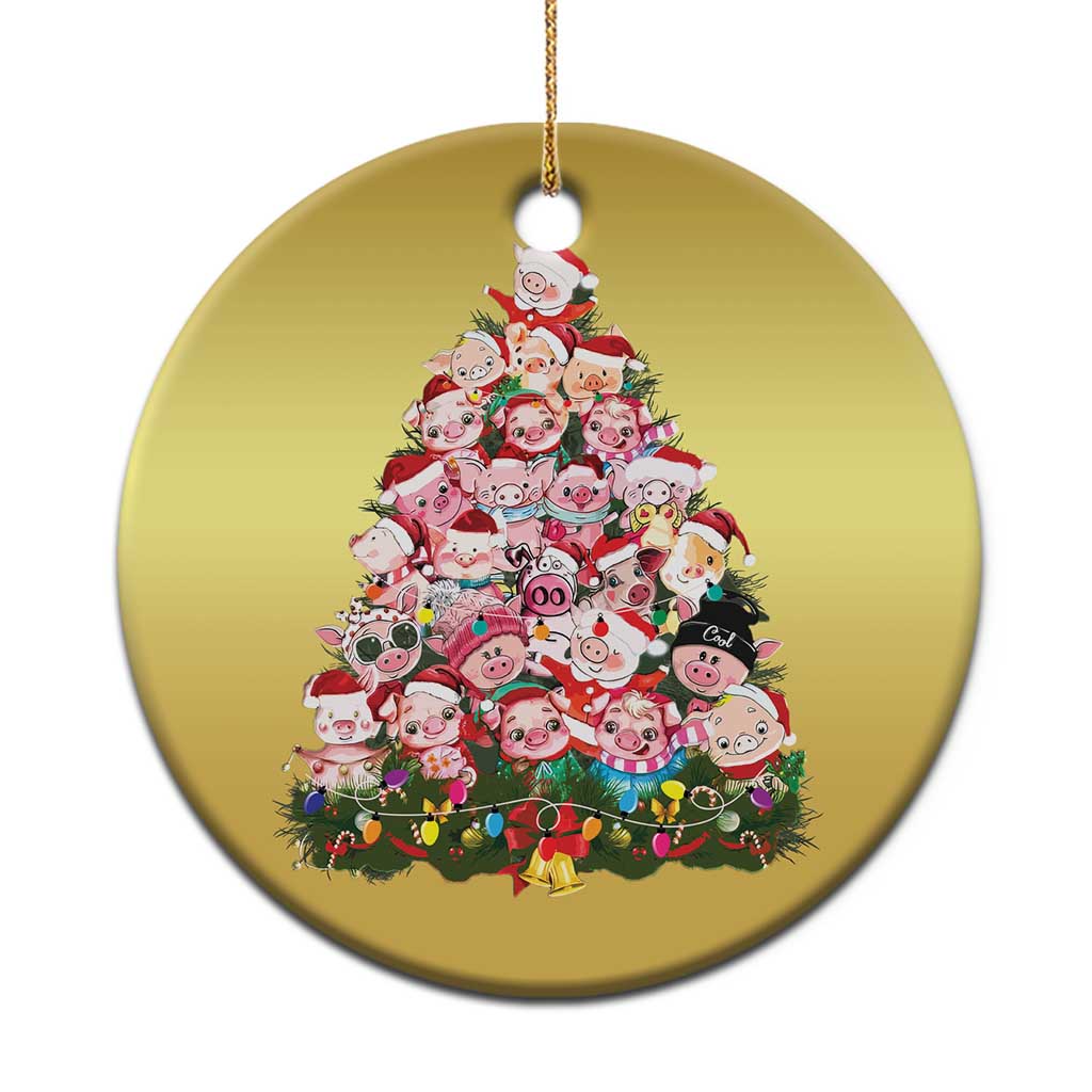 Cute Pink Pigs Xmas Tree Christmas Ornament Funny Farmer Xmas Lights Festive Vibe TS02