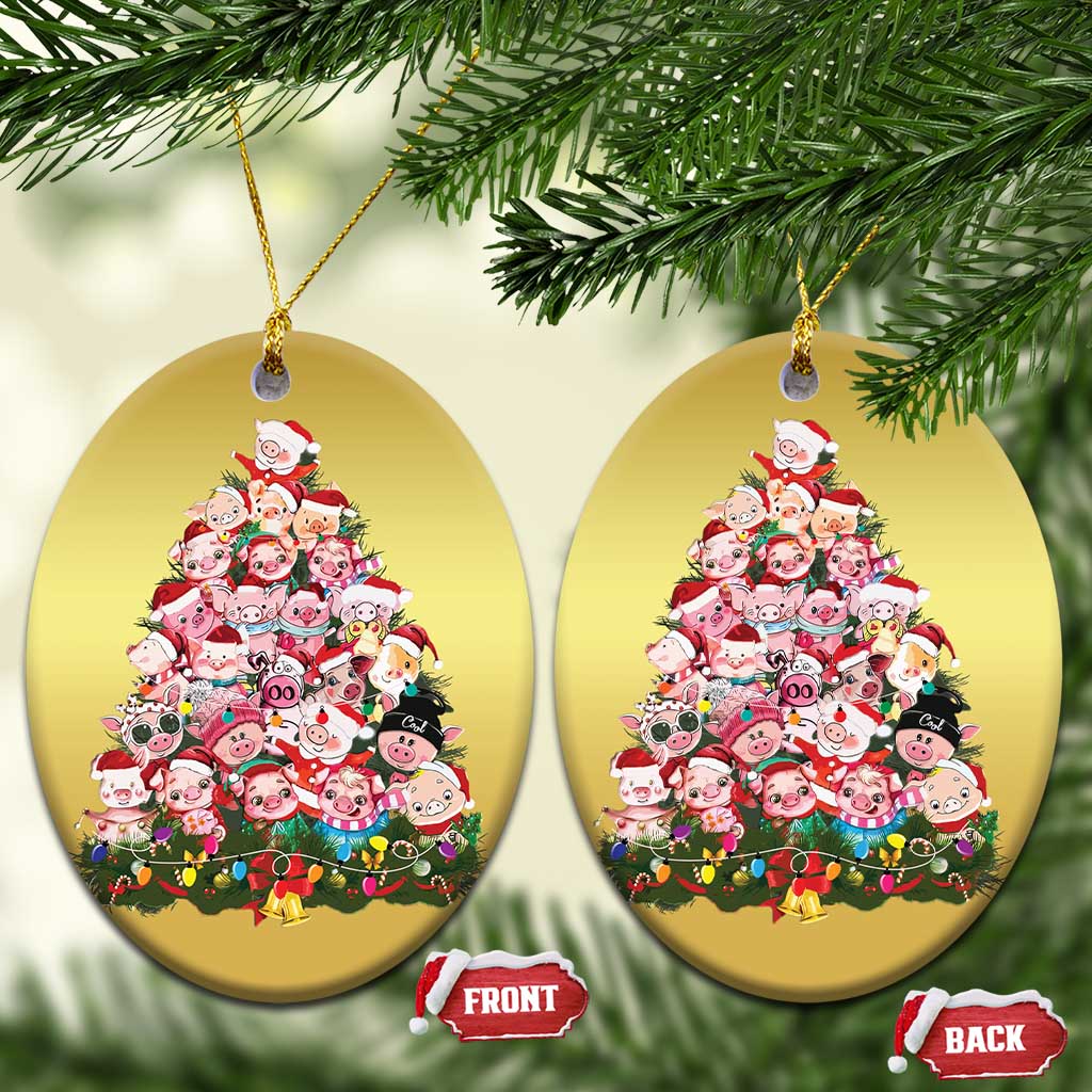 Cute Pink Pigs Xmas Tree Christmas Ornament Funny Farmer Xmas Lights Festive Vibe TS02