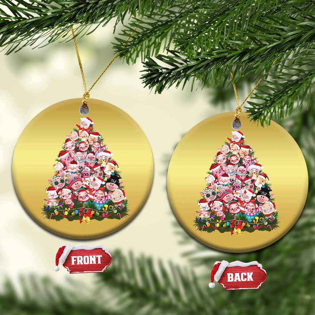 Cute Pink Pigs Xmas Tree Christmas Ornament Funny Farmer Xmas Lights Festive Vibe TS02