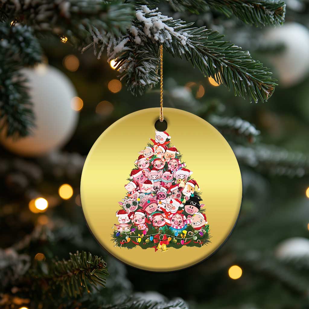 Cute Pink Pigs Xmas Tree Christmas Ornament Funny Farmer Xmas Lights Festive Vibe TS02
