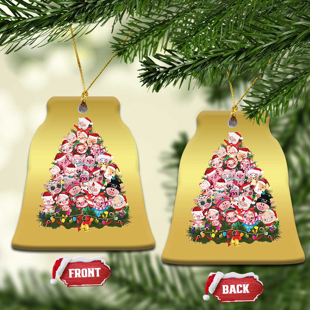 Cute Pink Pigs Xmas Tree Christmas Ornament Funny Farmer Xmas Lights Festive Vibe TS02