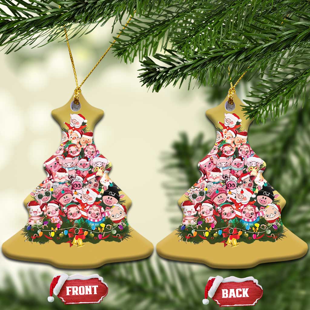 Cute Pink Pigs Xmas Tree Christmas Ornament Funny Farmer Xmas Lights Festive Vibe TS02