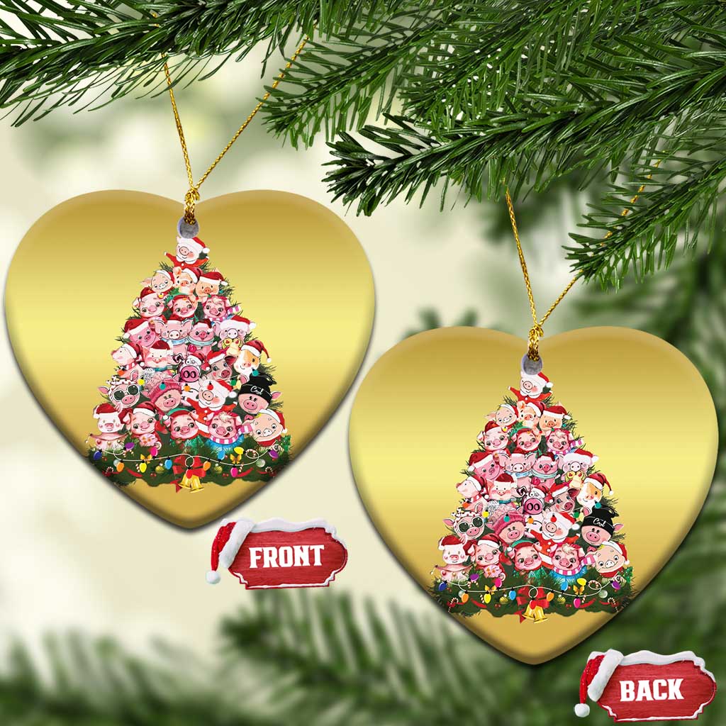 Cute Pink Pigs Xmas Tree Christmas Ornament Funny Farmer Xmas Lights Festive Vibe TS02