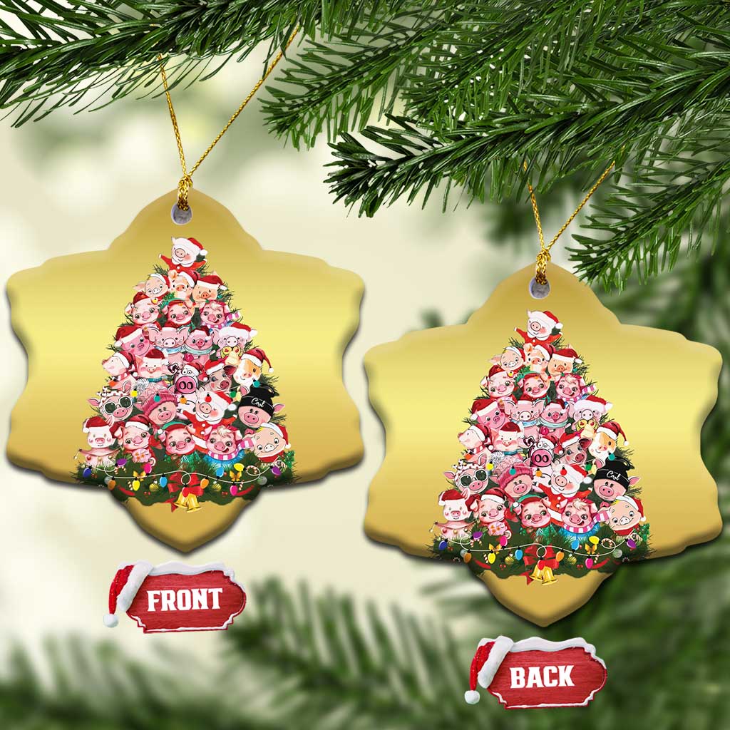 Cute Pink Pigs Xmas Tree Christmas Ornament Funny Farmer Xmas Lights Festive Vibe TS02