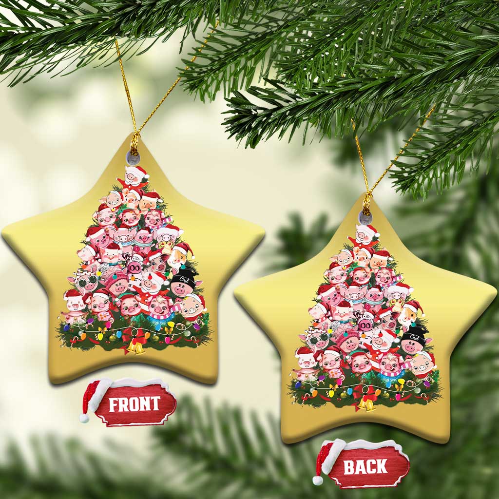 Cute Pink Pigs Xmas Tree Christmas Ornament Funny Farmer Xmas Lights Festive Vibe TS02