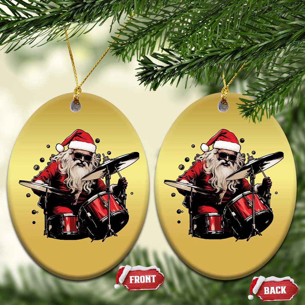 Funny Rock'n Roll Santa Claus Christmas Ornament Cool Drummer Festive Christmas TS02