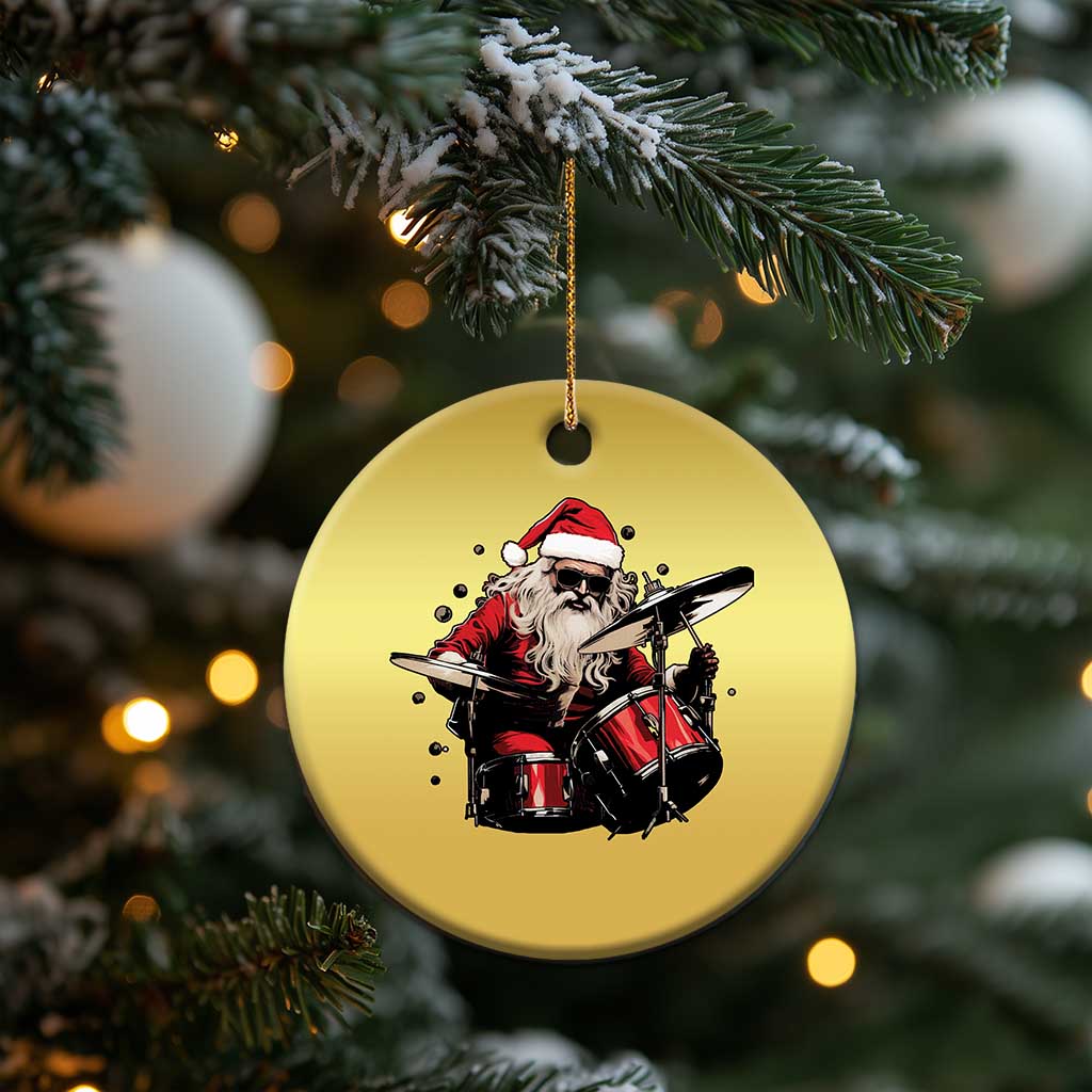 Funny Rock'n Roll Santa Claus Christmas Ornament Cool Drummer Festive Christmas TS02