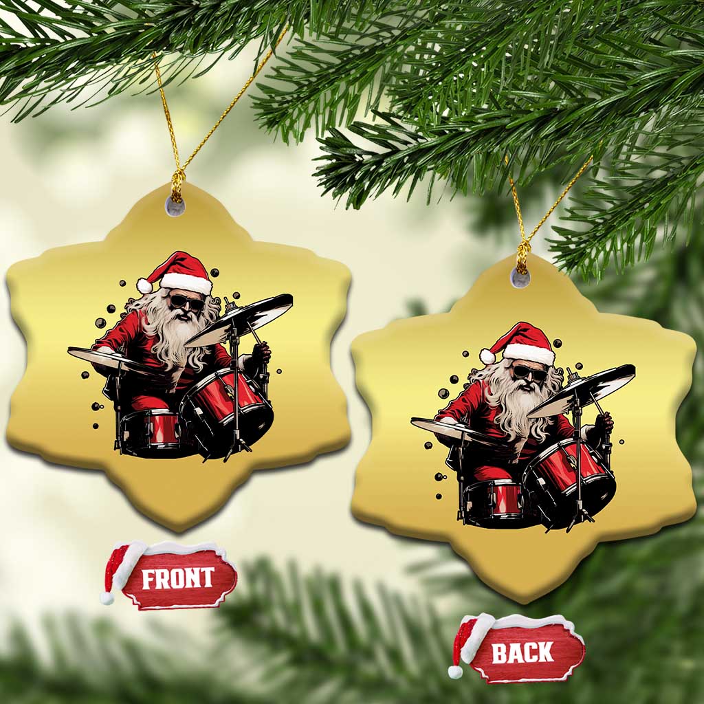 Funny Rock'n Roll Santa Claus Christmas Ornament Cool Drummer Festive Christmas TS02