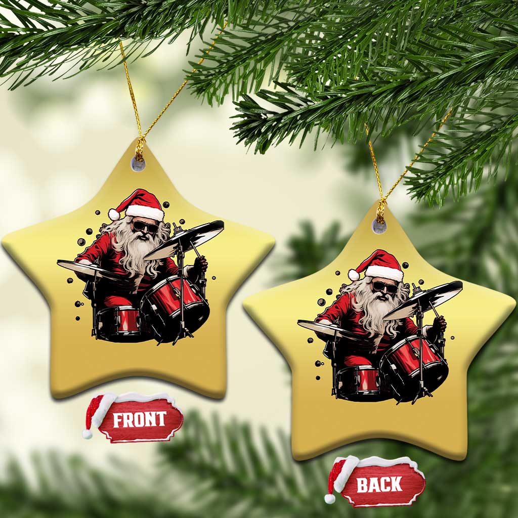 Funny Rock'n Roll Santa Claus Christmas Ornament Cool Drummer Festive Christmas TS02