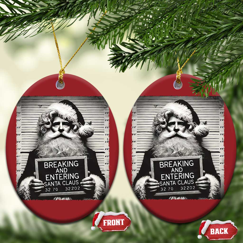 Funny Santa Mugshot Christmas Ornament Naughty Xmas Festive Vibe TS02