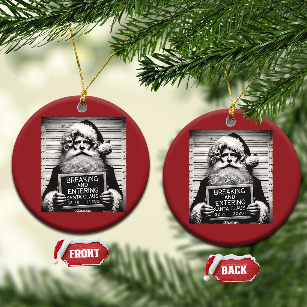 Funny Santa Mugshot Christmas Ornament Naughty Xmas Festive Vibe TS02