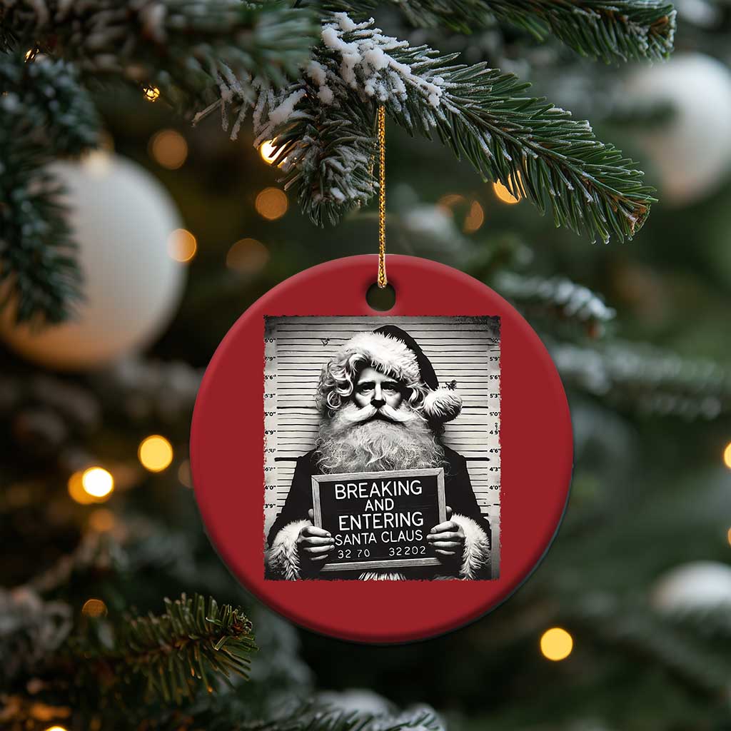 Funny Santa Mugshot Christmas Ornament Naughty Xmas Festive Vibe TS02