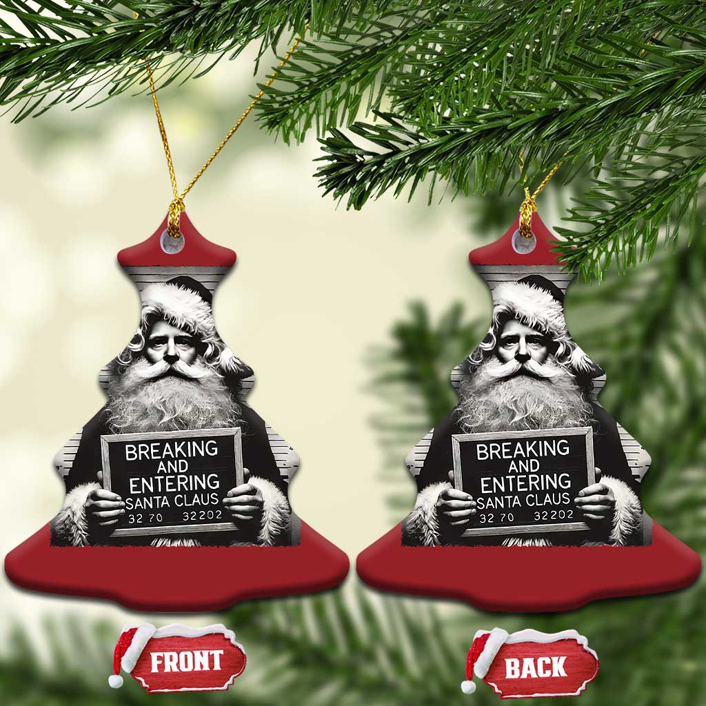 Funny Santa Mugshot Christmas Ornament Naughty Xmas Festive Vibe TS02