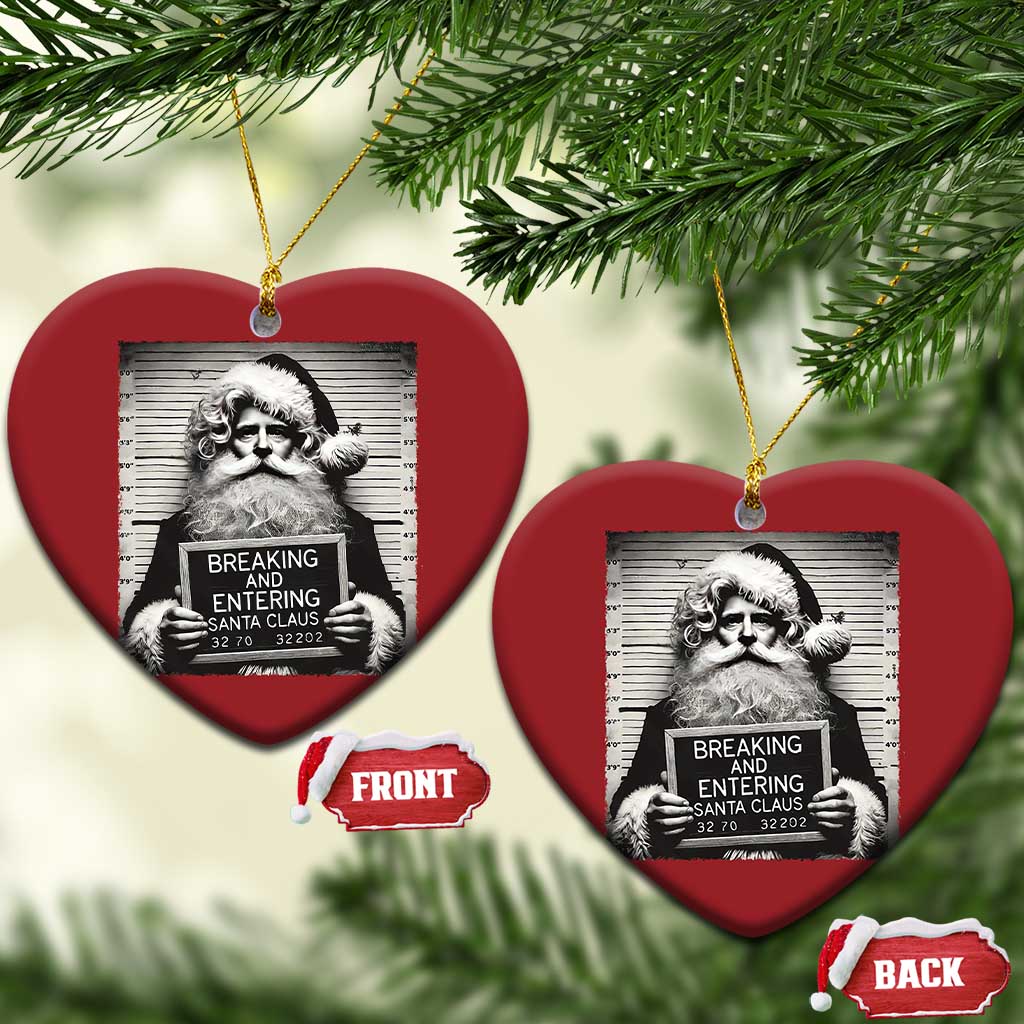 Funny Santa Mugshot Christmas Ornament Naughty Xmas Festive Vibe TS02