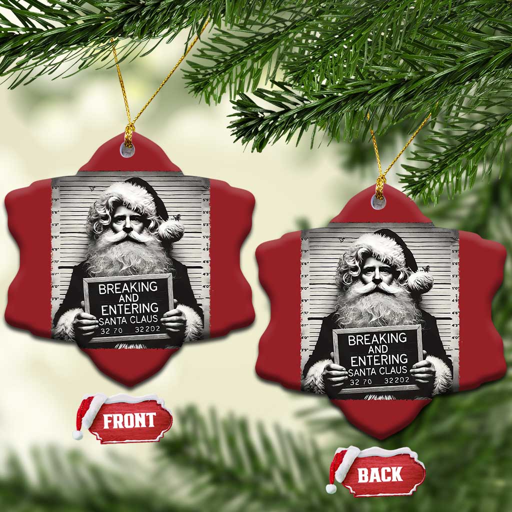 Funny Santa Mugshot Christmas Ornament Naughty Xmas Festive Vibe TS02