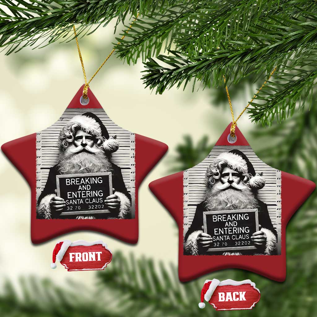 Funny Santa Mugshot Christmas Ornament Naughty Xmas Festive Vibe TS02