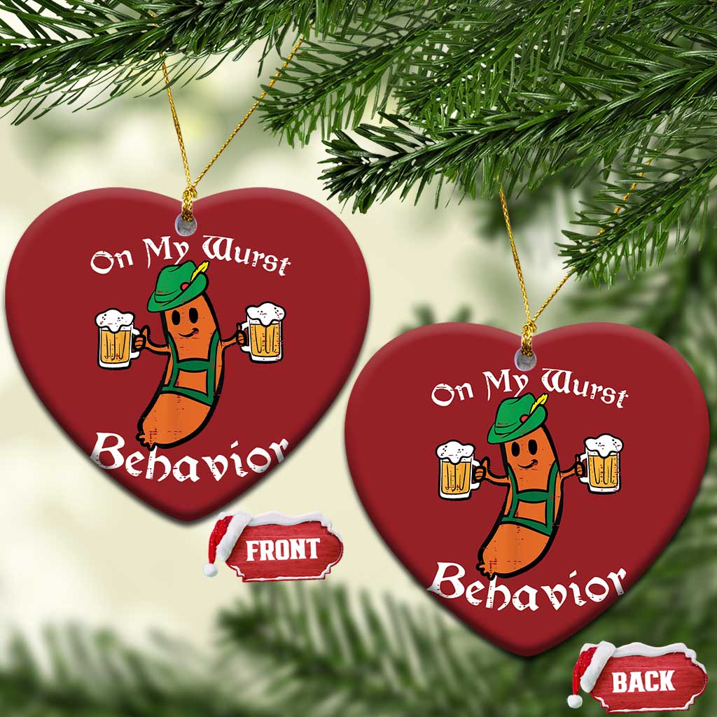 Funny Oktoberfest Christmas Ornament On My Wurst Behavior German Sausage TS02