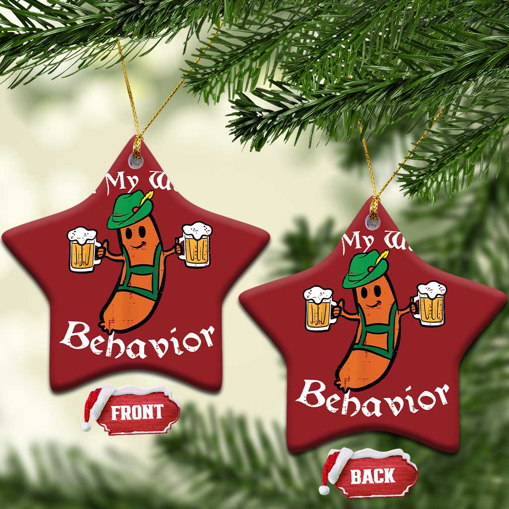 Funny Oktoberfest Christmas Ornament On My Wurst Behavior German Sausage TS02