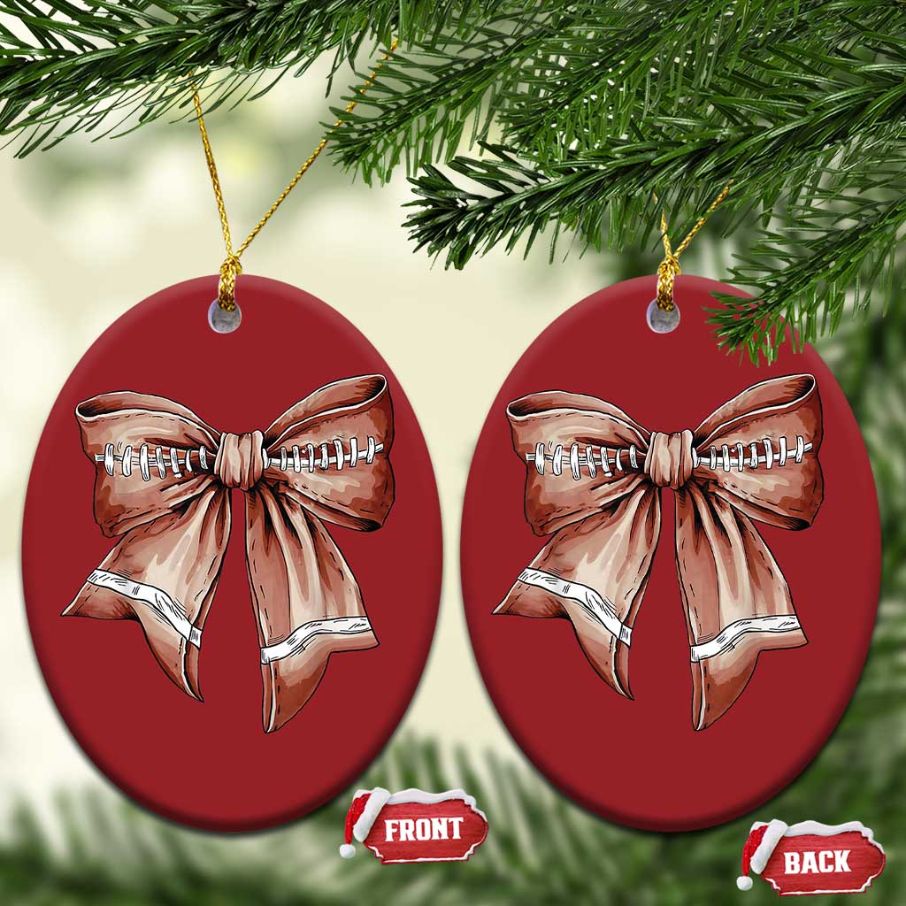 Coquette Bow Pumpkin American Football Christmas Ornament Retro Thanksgiving Autumn Vibe TS02