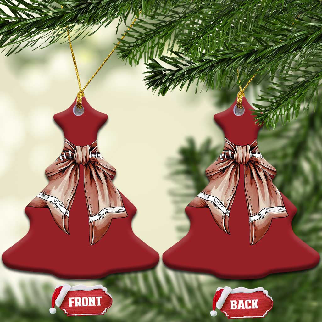 Coquette Bow Pumpkin American Football Christmas Ornament Retro Thanksgiving Autumn Vibe TS02