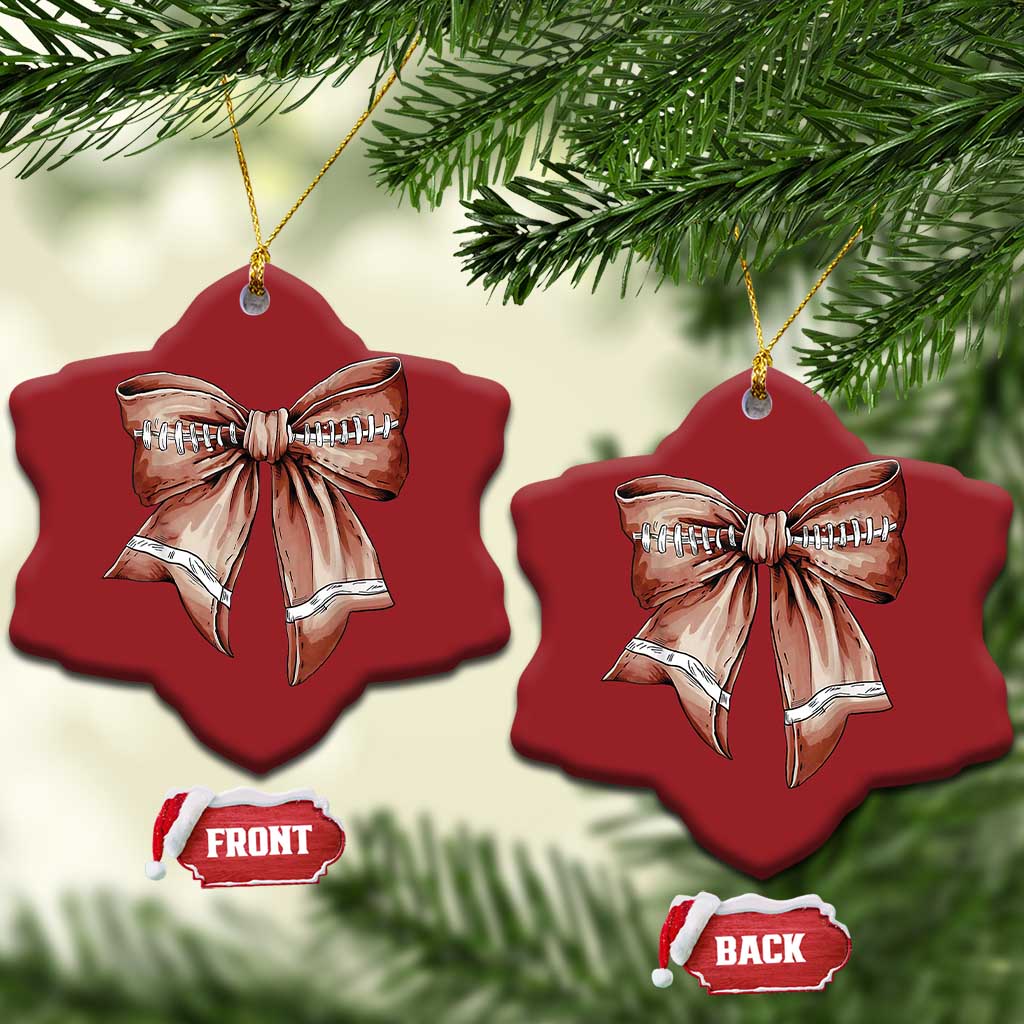 Coquette Bow Pumpkin American Football Christmas Ornament Retro Thanksgiving Autumn Vibe TS02