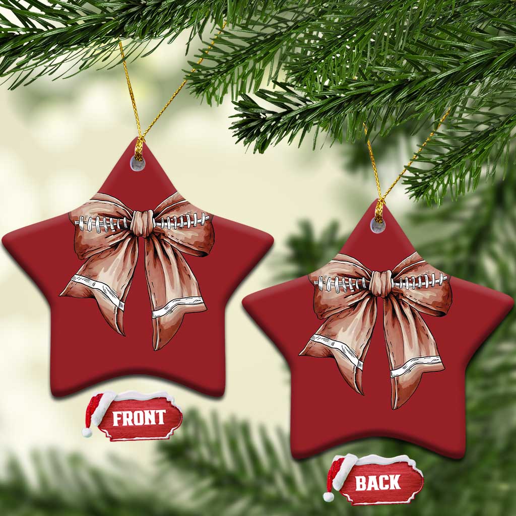 Coquette Bow Pumpkin American Football Christmas Ornament Retro Thanksgiving Autumn Vibe TS02