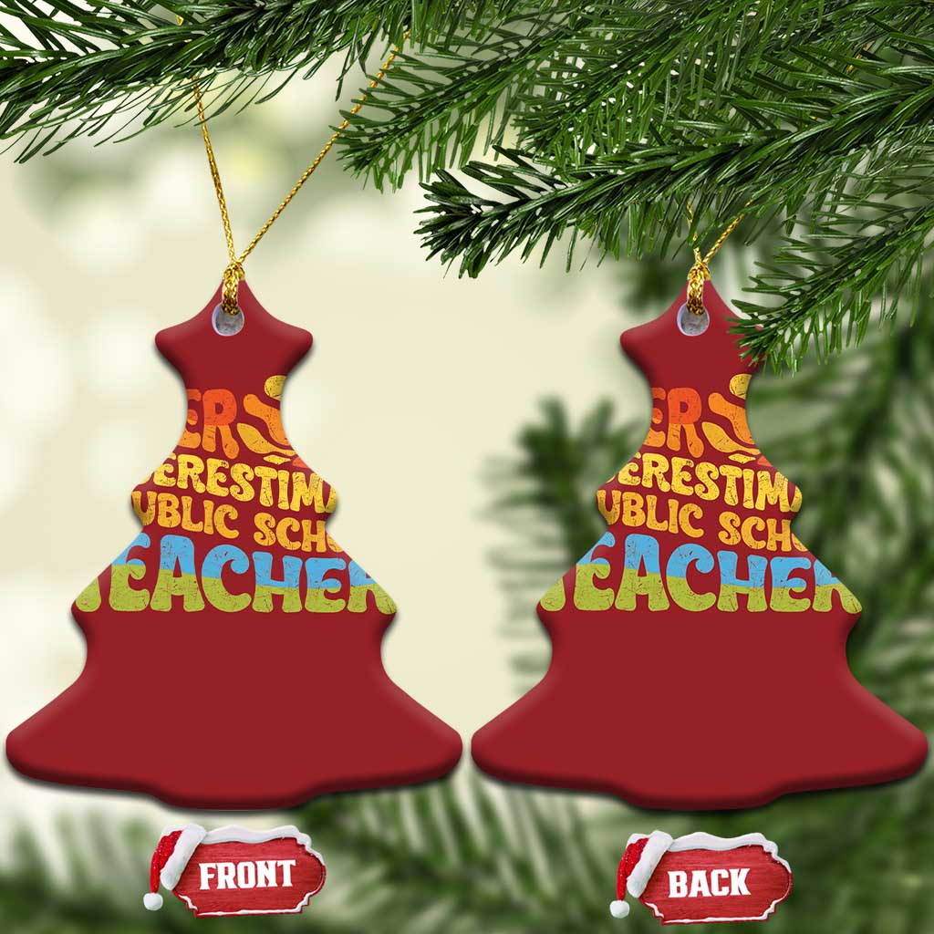Never Underestimate A Public School Teacher Christmas Ornament Tim Walz 2024 Saying Public Education TS02