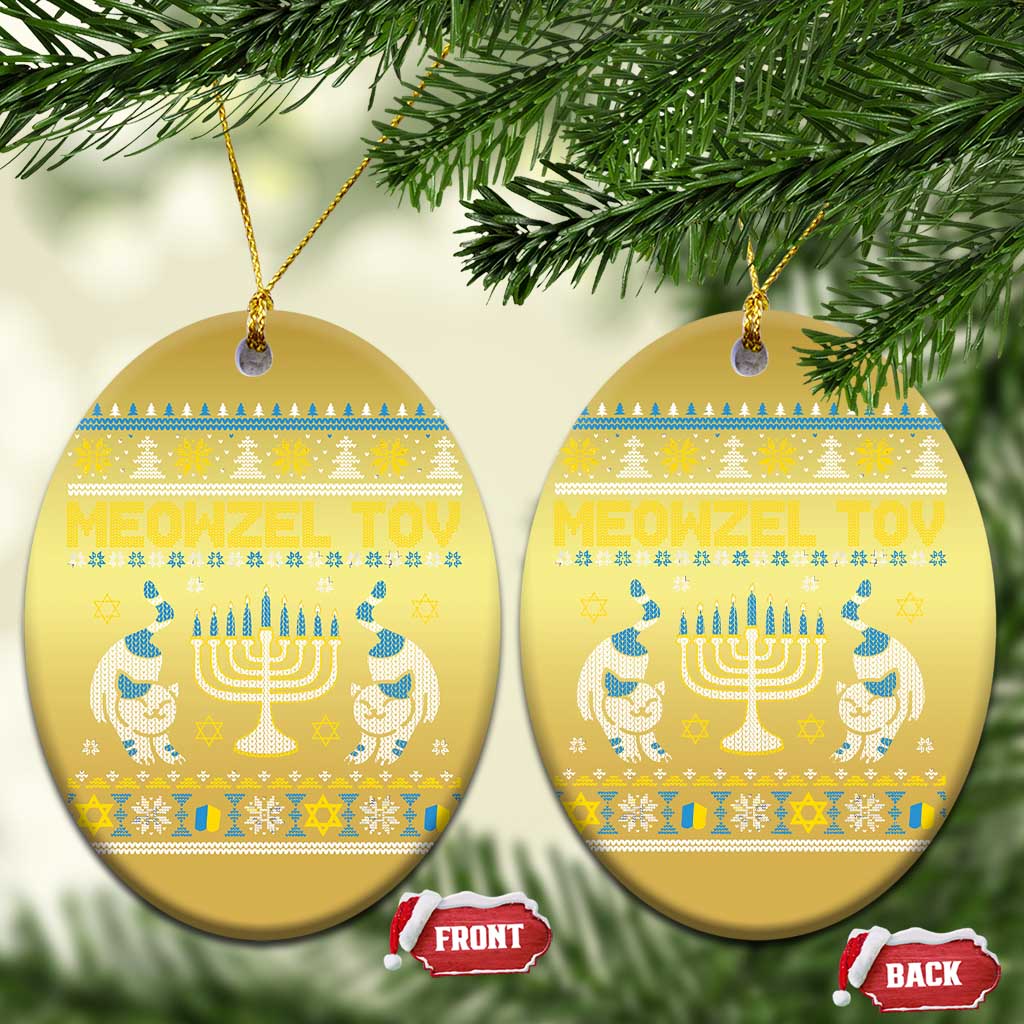 Funny Hanukkah Cat Christmas Ornament Meowzel Tov Chanukah Jewish Ugly Sweater Hanukkah TS02
