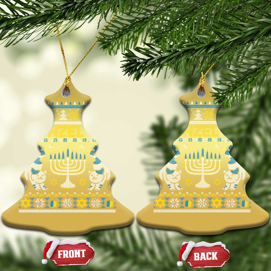 Funny Hanukkah Cat Christmas Ornament Meowzel Tov Chanukah Jewish Ugly Sweater Hanukkah TS02