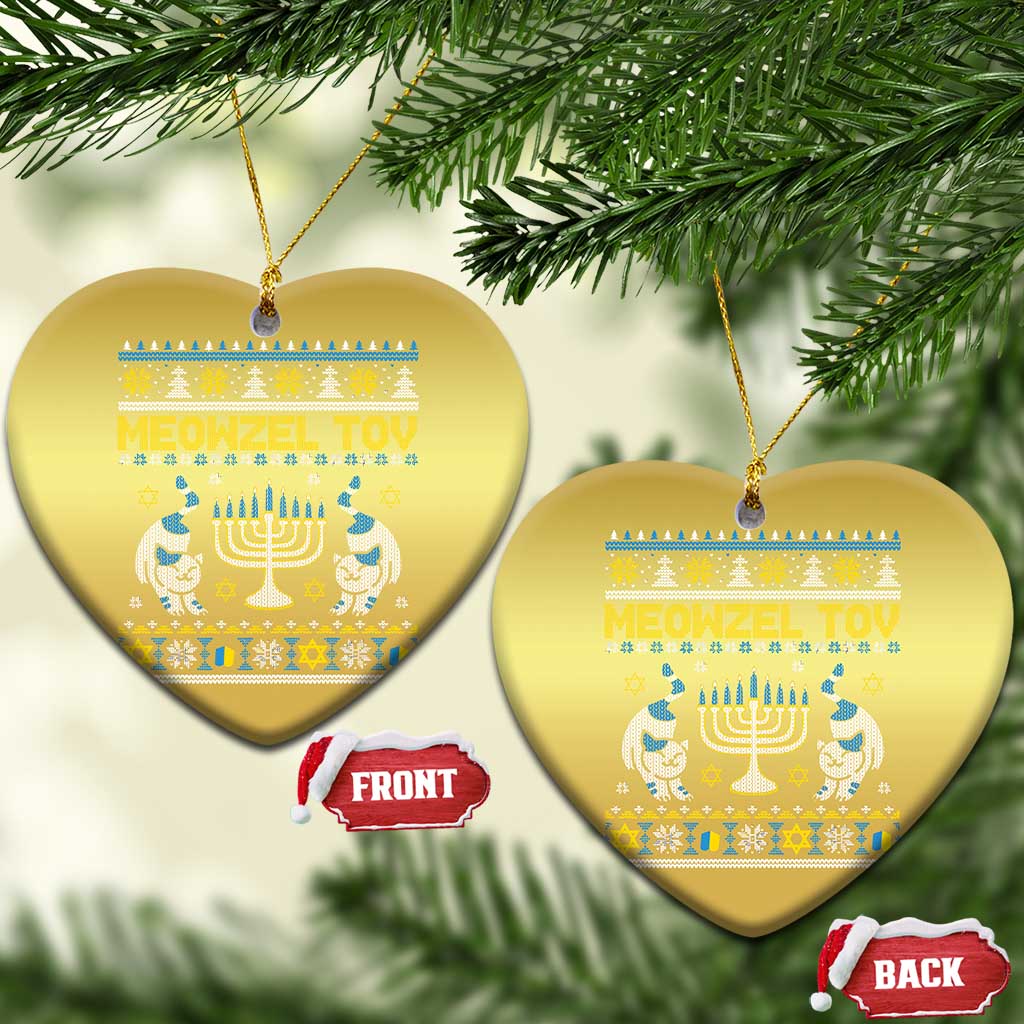 Funny Hanukkah Cat Christmas Ornament Meowzel Tov Chanukah Jewish Ugly Sweater Hanukkah TS02