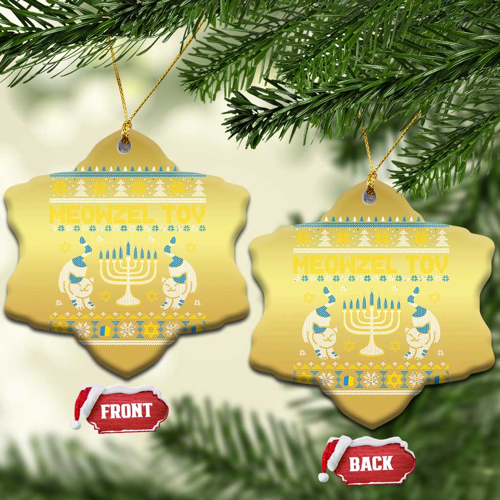 Funny Hanukkah Cat Christmas Ornament Meowzel Tov Chanukah Jewish Ugly Sweater Hanukkah TS02