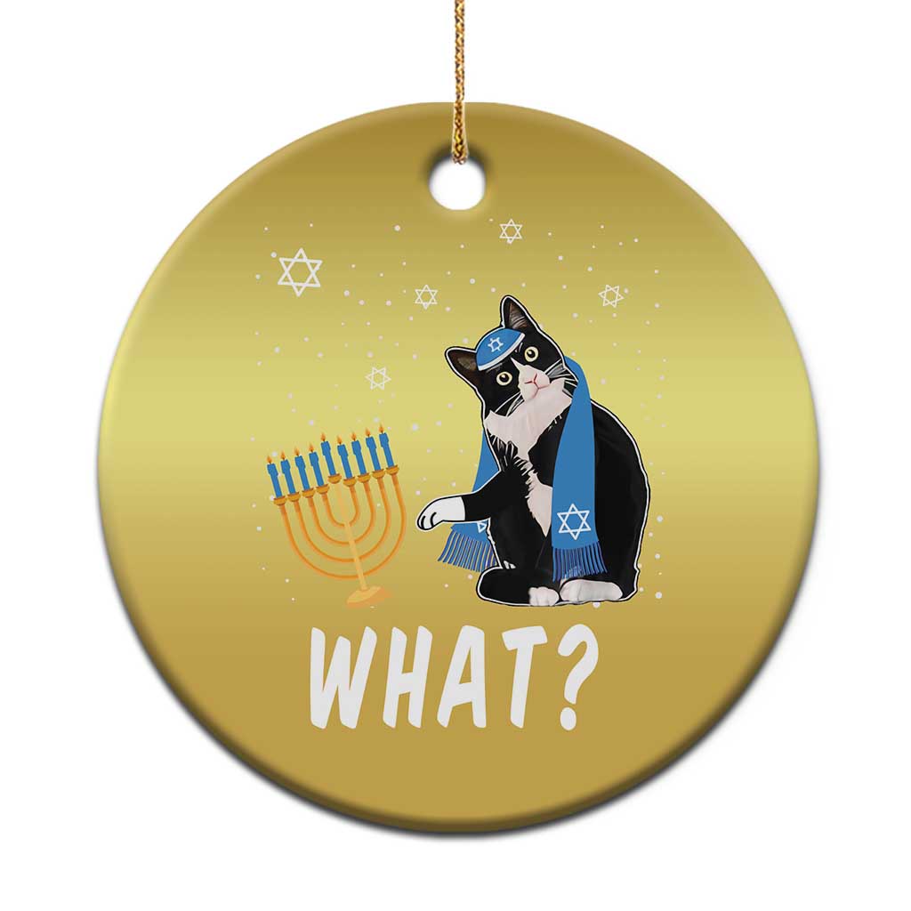 Funny Hanukkah Cat Christmas Ornament What Hanukcat Chanukah Jewish Festival TS02