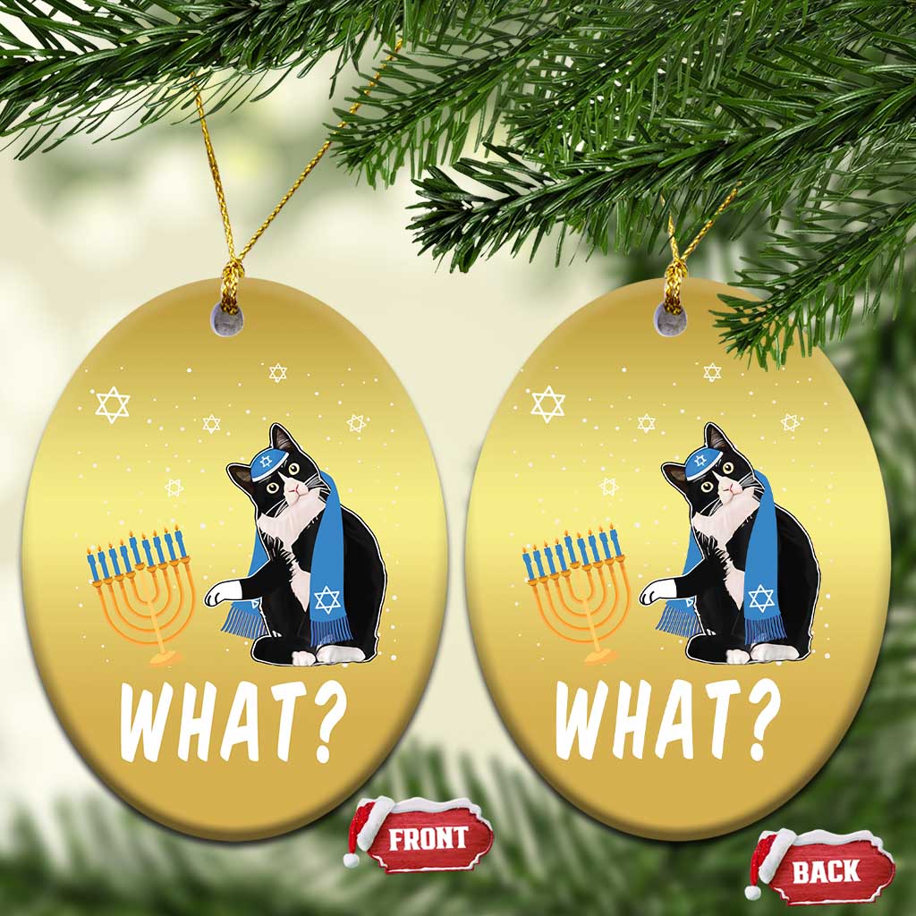 Funny Hanukkah Cat Christmas Ornament What Hanukcat Chanukah Jewish Festival TS02