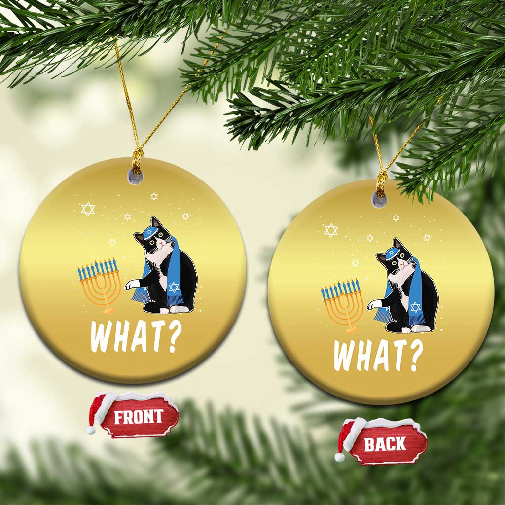 Funny Hanukkah Cat Christmas Ornament What Hanukcat Chanukah Jewish Festival TS02