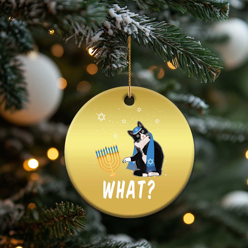 Funny Hanukkah Cat Christmas Ornament What Hanukcat Chanukah Jewish Festival TS02
