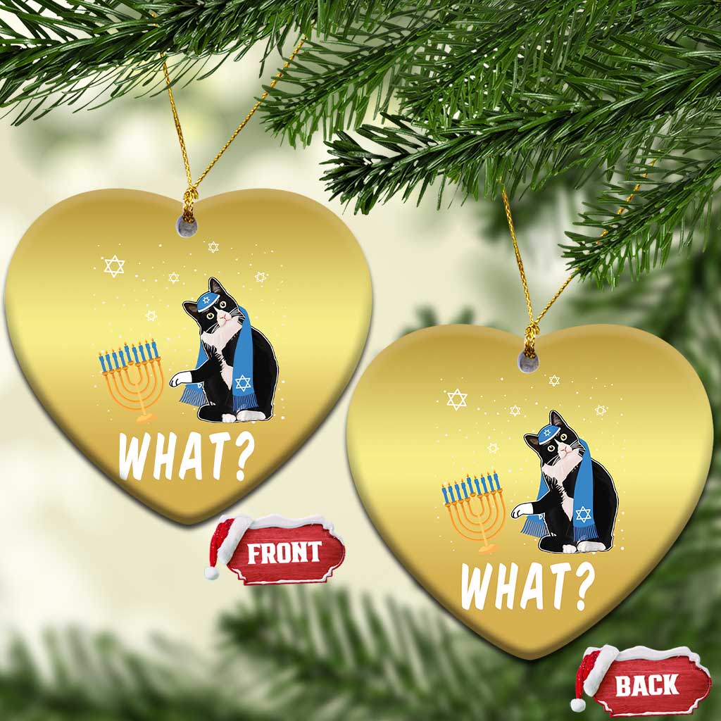 Funny Hanukkah Cat Christmas Ornament What Hanukcat Chanukah Jewish Festival TS02