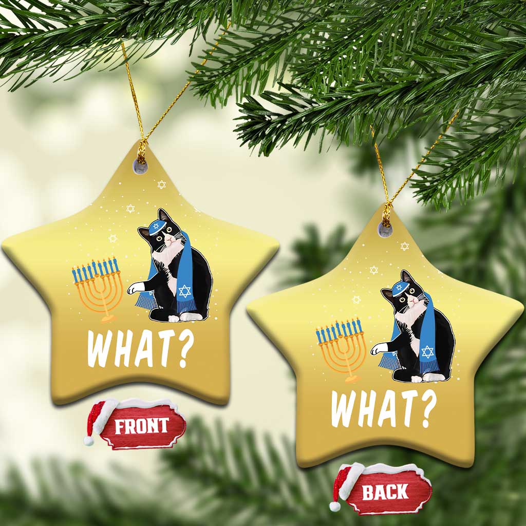 Funny Hanukkah Cat Christmas Ornament What Hanukcat Chanukah Jewish Festival TS02