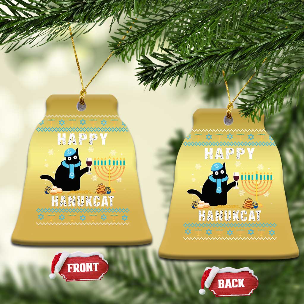 Funny Hanukkah Cat Christmas Ornament Happy Hanukcat Drinking Black Cat Jewish Menorah Chanukah TS02