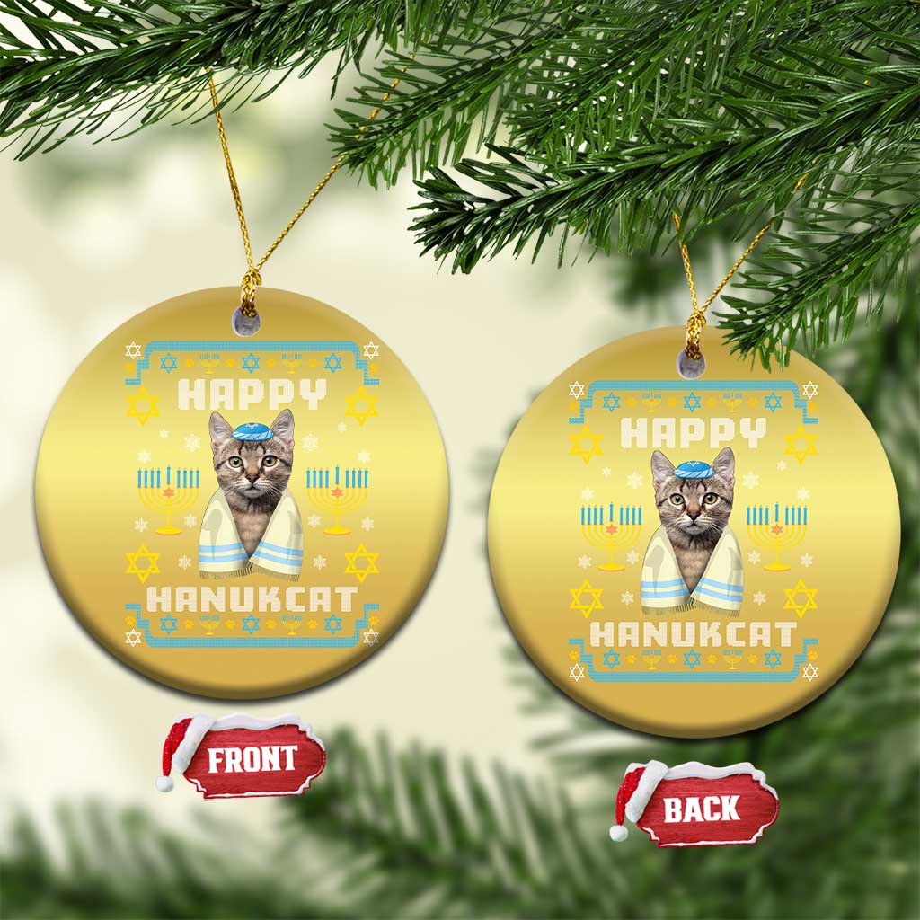 Funny Hanukkah Cat Christmas Ornament Happy Hanukcat Menorah Ugly Chanukah Jewish Festival TS02