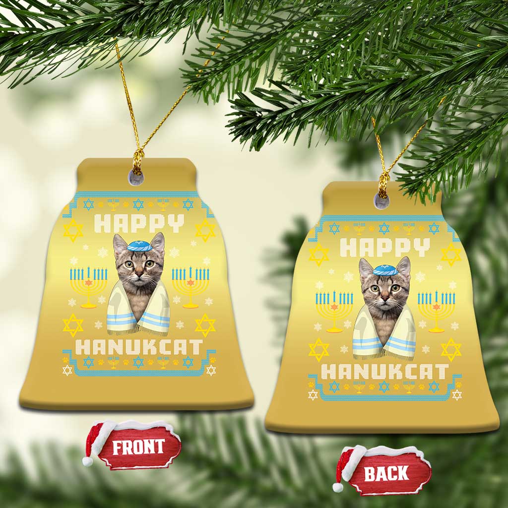 Funny Hanukkah Cat Christmas Ornament Happy Hanukcat Menorah Ugly Chanukah Jewish Festival TS02