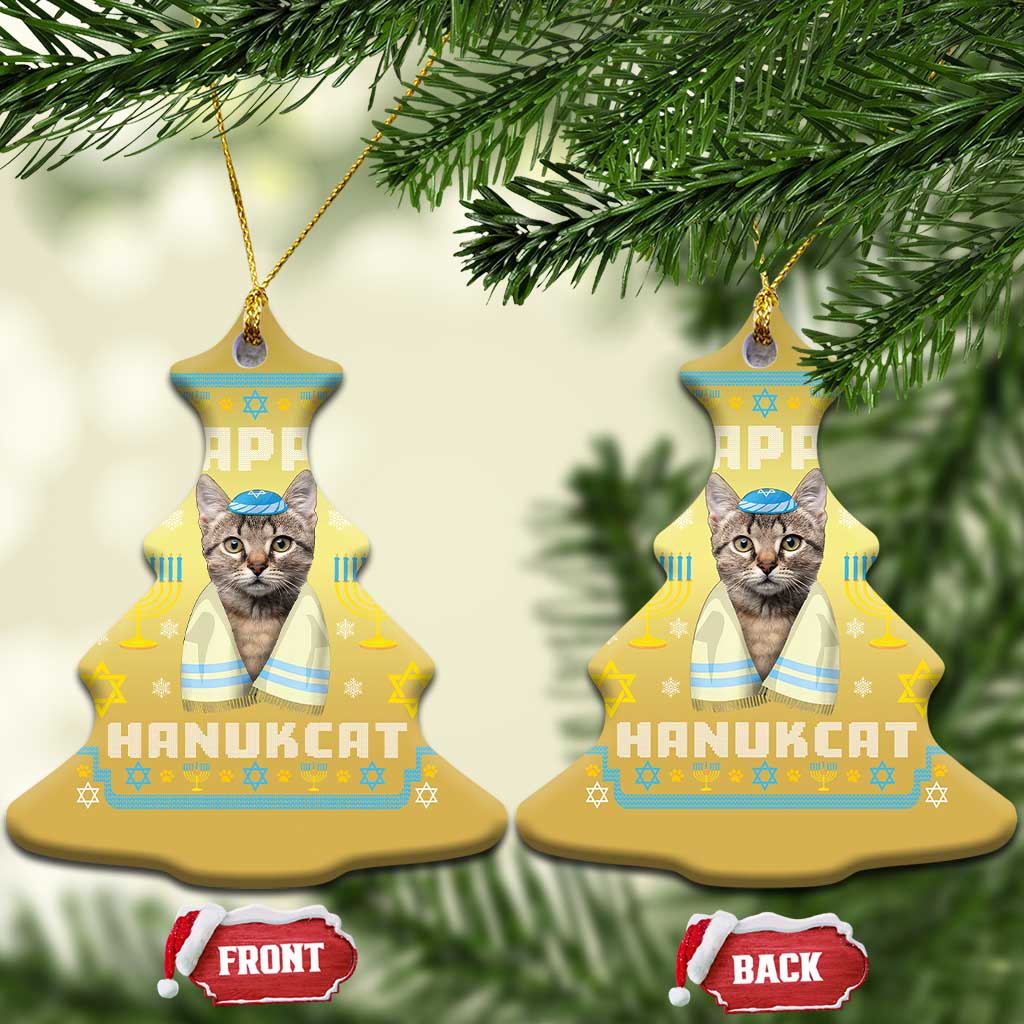 Funny Hanukkah Cat Christmas Ornament Happy Hanukcat Menorah Ugly Chanukah Jewish Festival TS02