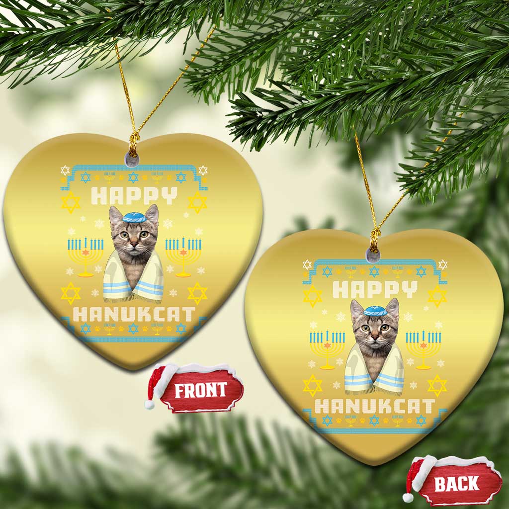 Funny Hanukkah Cat Christmas Ornament Happy Hanukcat Menorah Ugly Chanukah Jewish Festival TS02