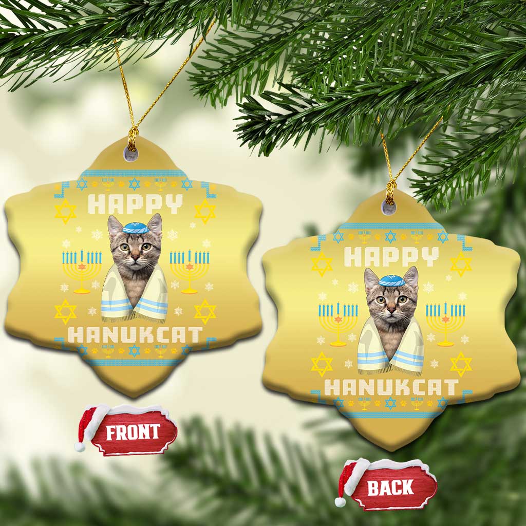 Funny Hanukkah Cat Christmas Ornament Happy Hanukcat Menorah Ugly Chanukah Jewish Festival TS02