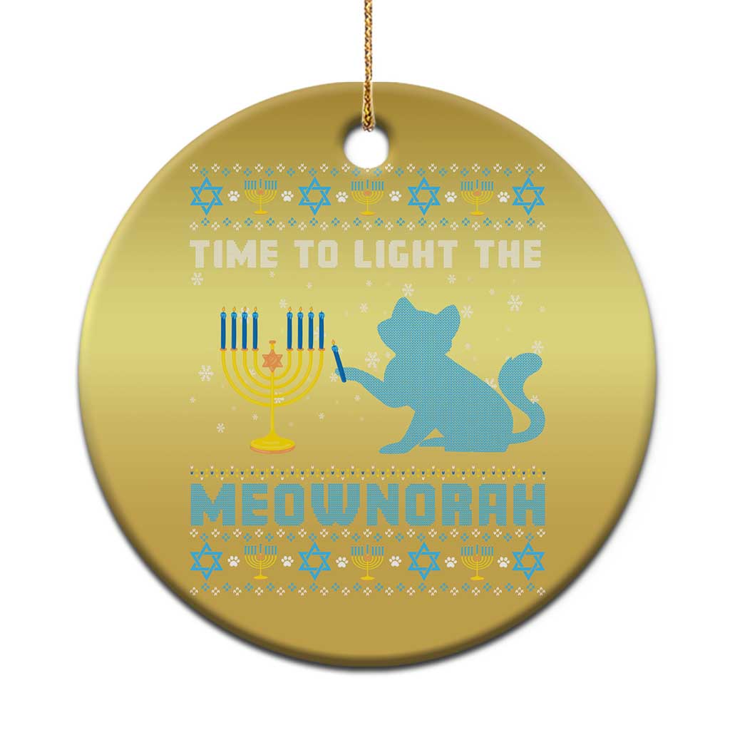 Funny Hanukkah Cat Christmas Ornament Light The Meownorah Jewish Menorah Chanukah TS02