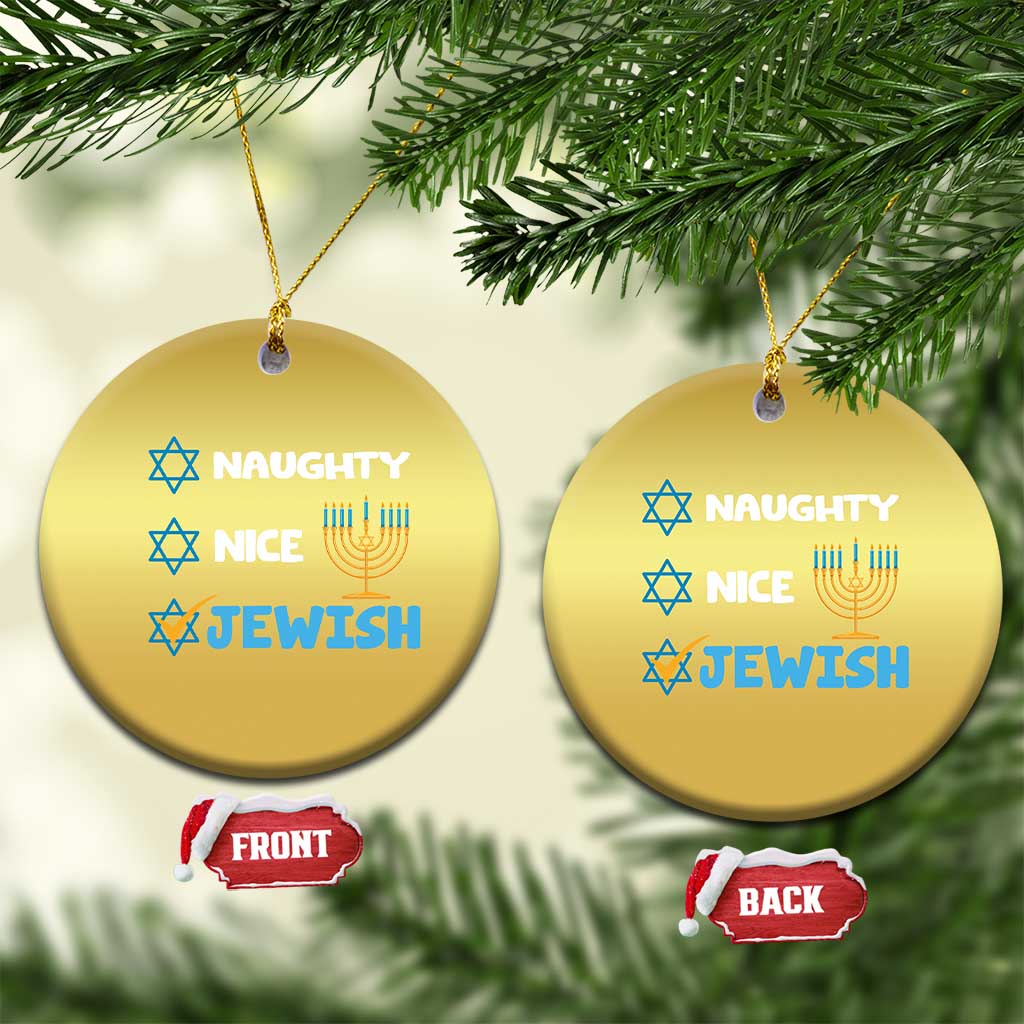 Funny Jewish Hanukkah Christmas Ornament Nice Naughty Jewish Menorah Hanukkiah Chanukah Ugly TS02