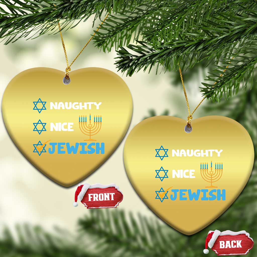 Funny Jewish Hanukkah Christmas Ornament Nice Naughty Jewish Menorah Hanukkiah Chanukah Ugly TS02