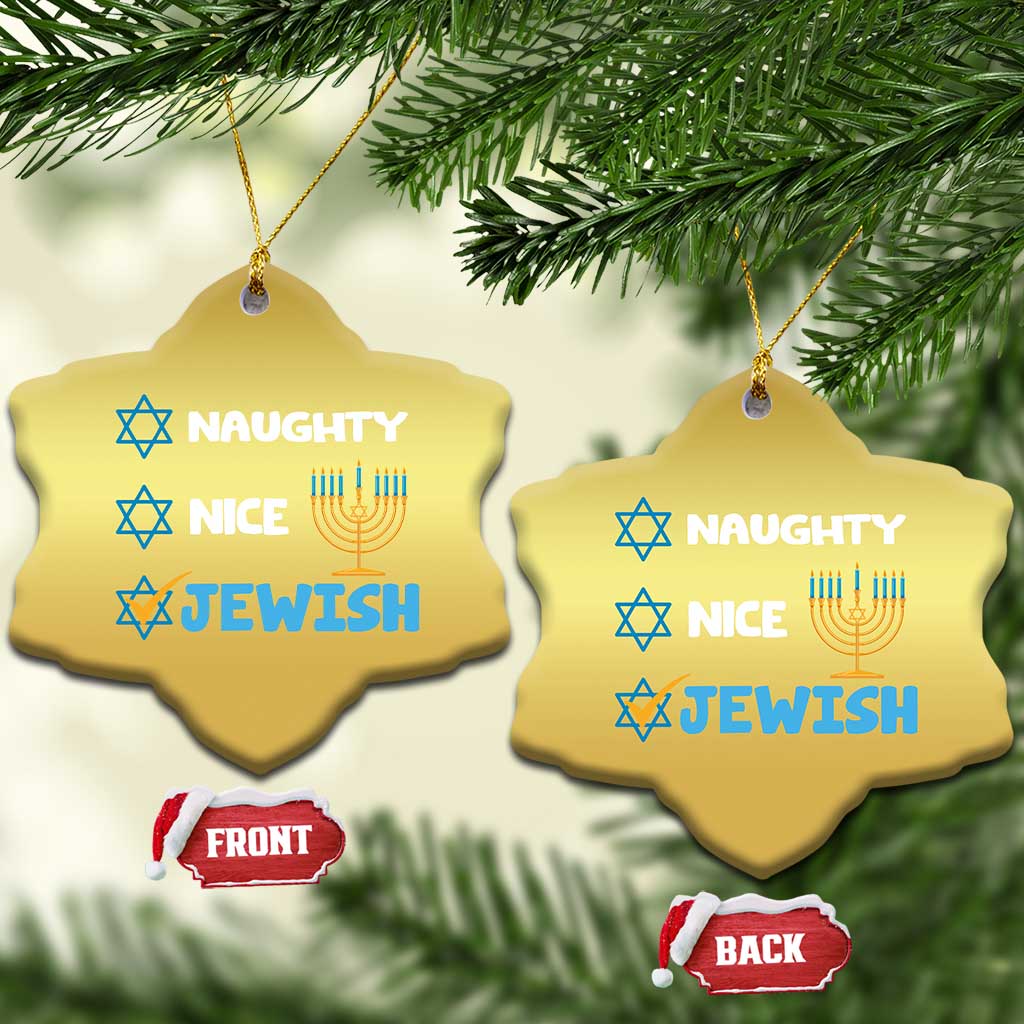 Funny Jewish Hanukkah Christmas Ornament Nice Naughty Jewish Menorah Hanukkiah Chanukah Ugly TS02