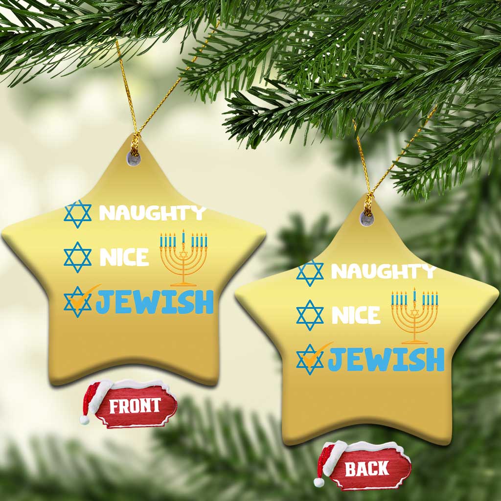 Funny Jewish Hanukkah Christmas Ornament Nice Naughty Jewish Menorah Hanukkiah Chanukah Ugly TS02