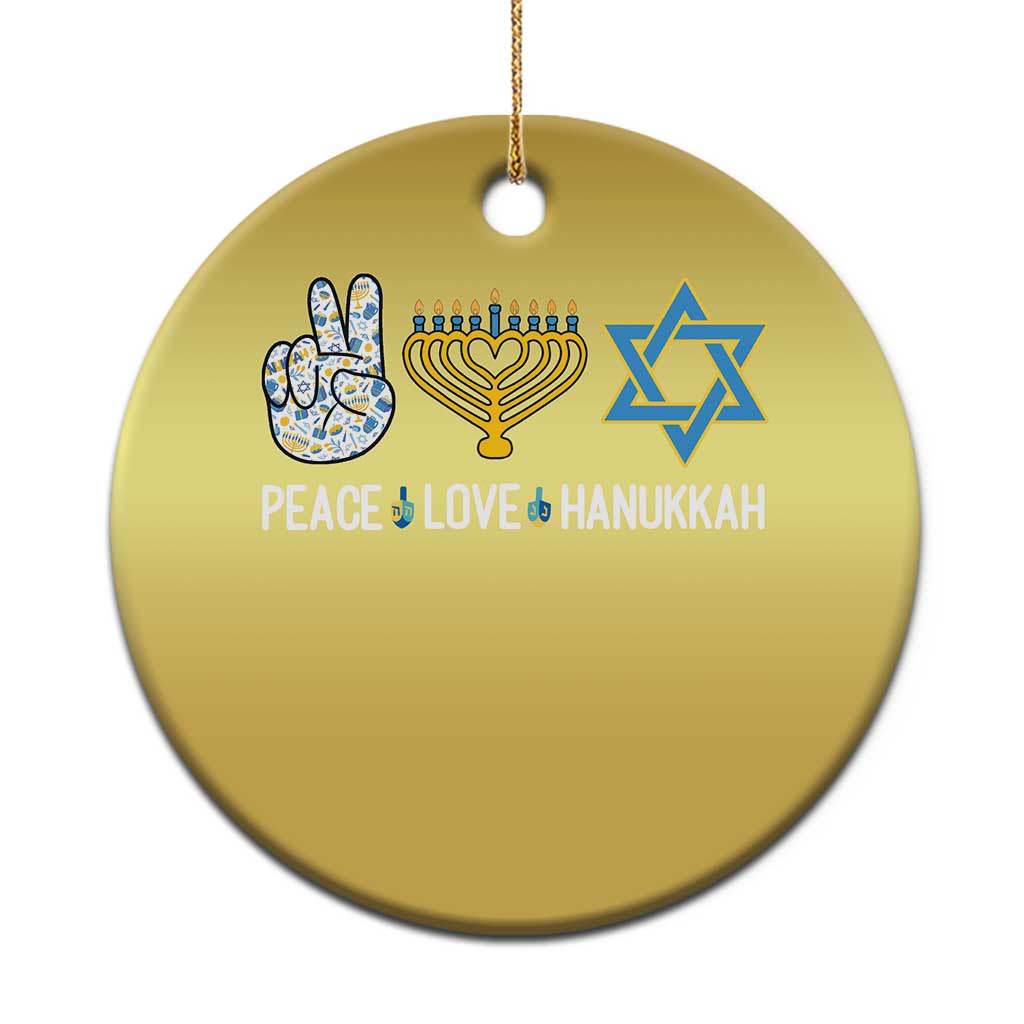 Peace Love Hanukkah Christmas Ornament Retro Chanukah Jewish Menorah Star of David TS02