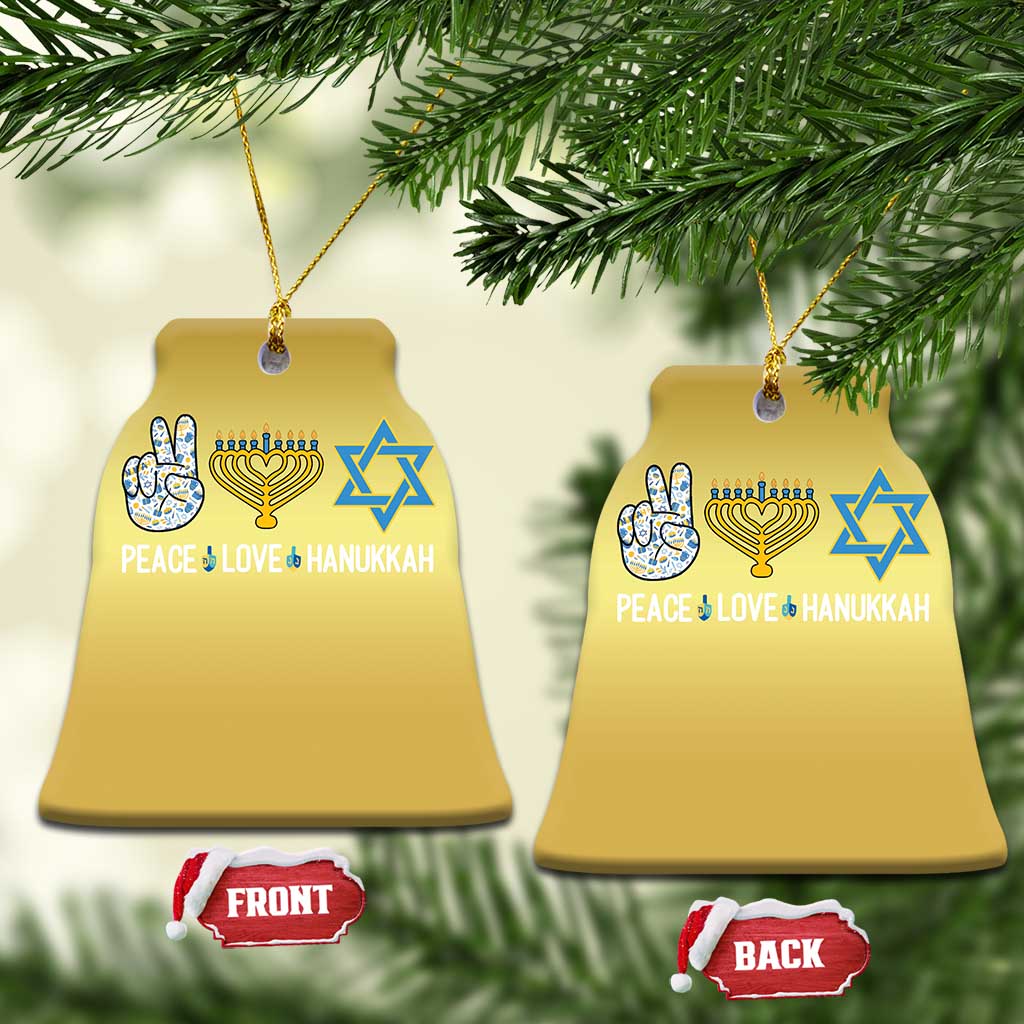 Peace Love Hanukkah Christmas Ornament Retro Chanukah Jewish Menorah Star of David TS02